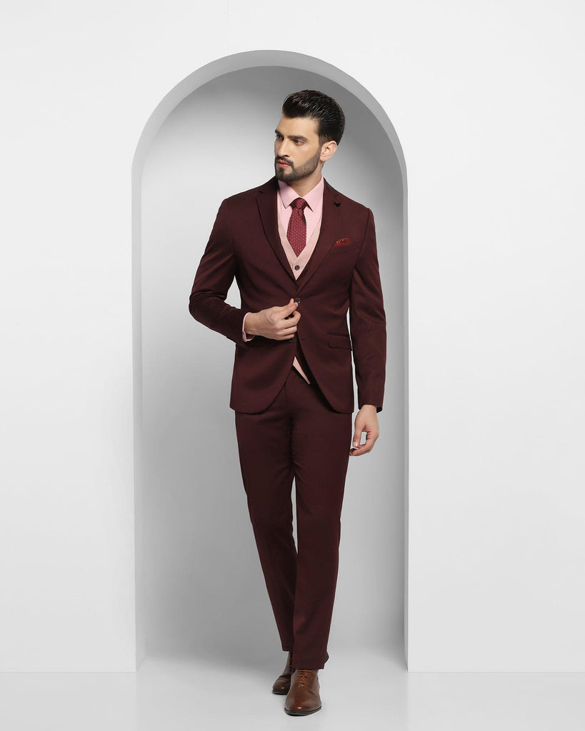 Three Piece Purple Solid Formal Suit - Edwin