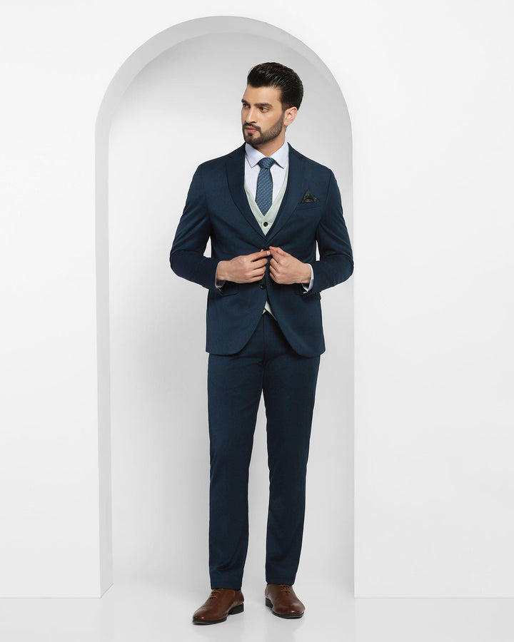 Three Piece Teal Solid Formal Suit - Edwin