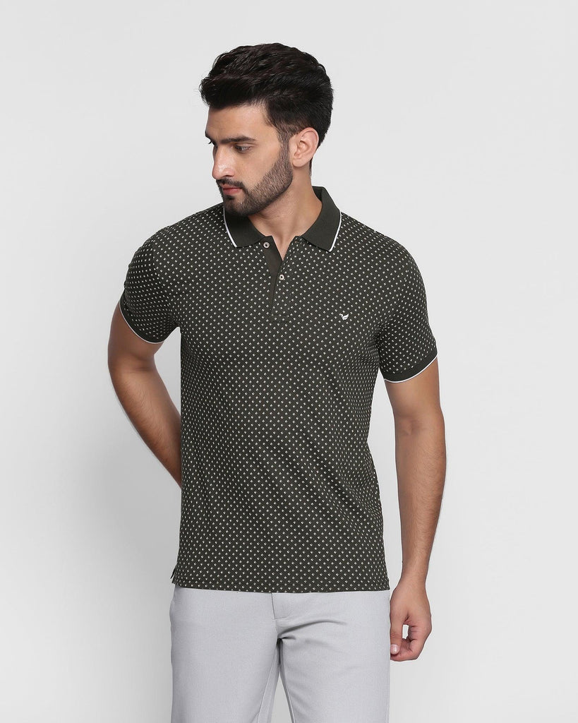 Polo Olive Printed T-Shirt - Abstract