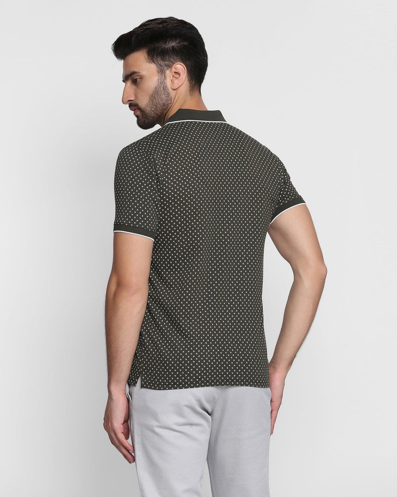 Polo Olive Printed T-Shirt - Abstract