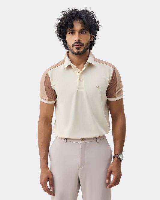 Almond Beige TechPro Solid Polo - Nomara