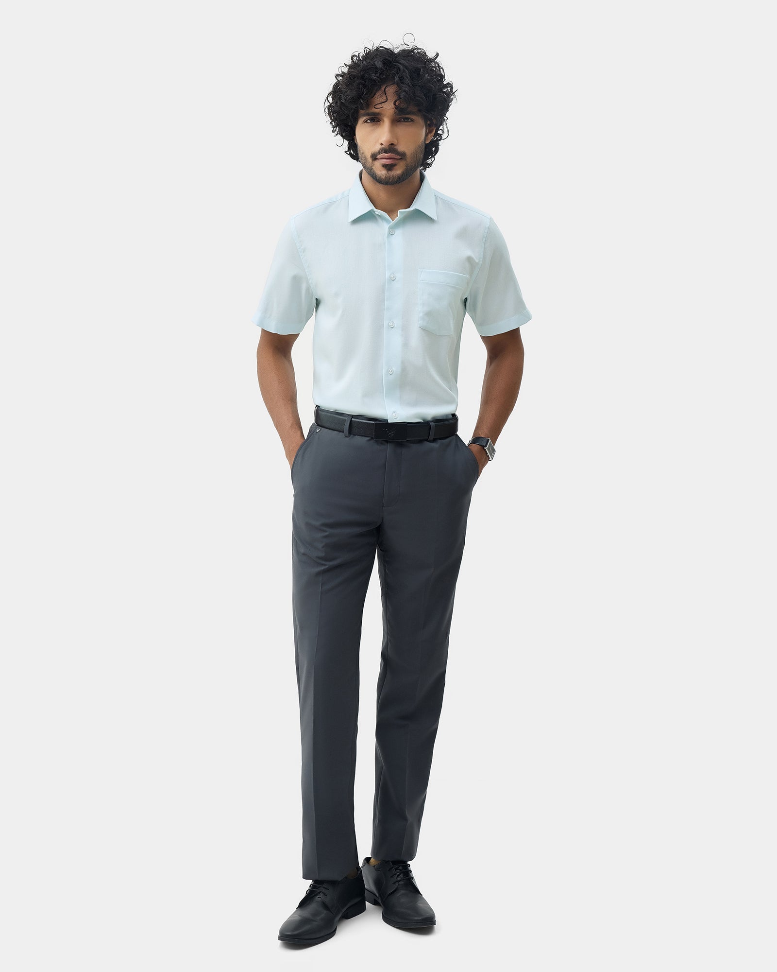 Aqua Green Textured Shirt - Maky