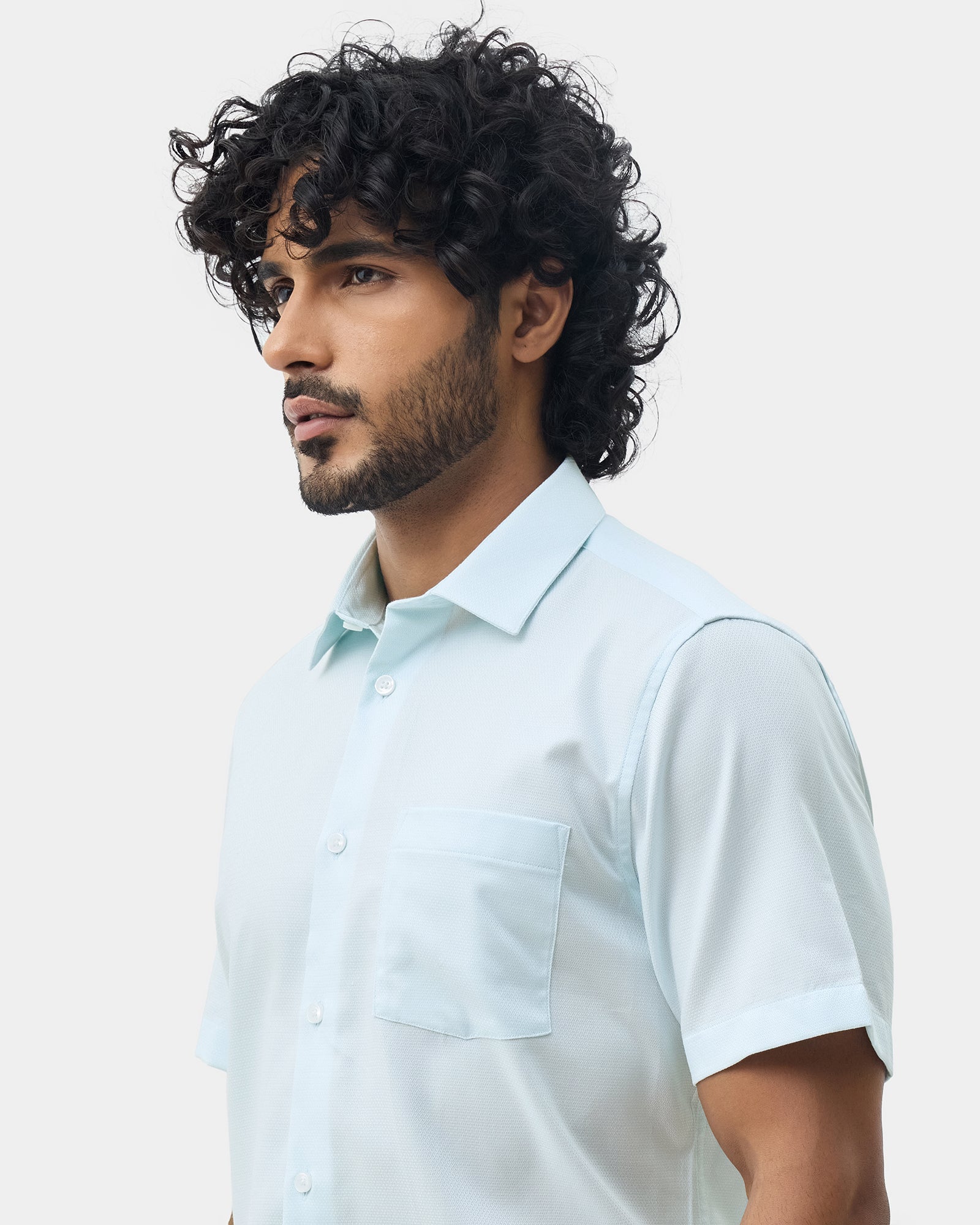 Aqua Green Textured Shirt - Maky