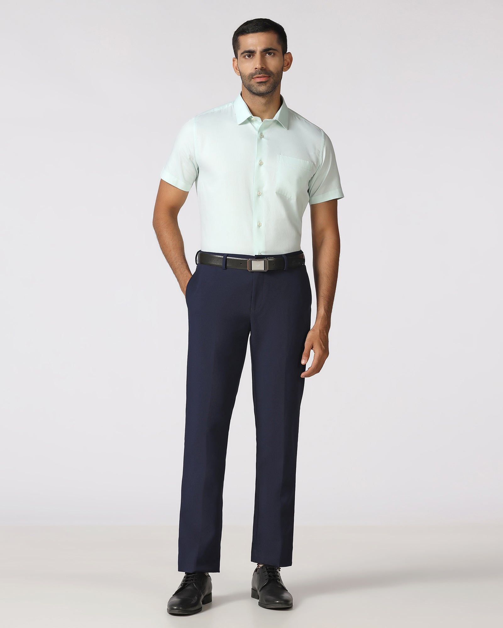 Aqua Half Sleeve Textured Shirt - Ryan