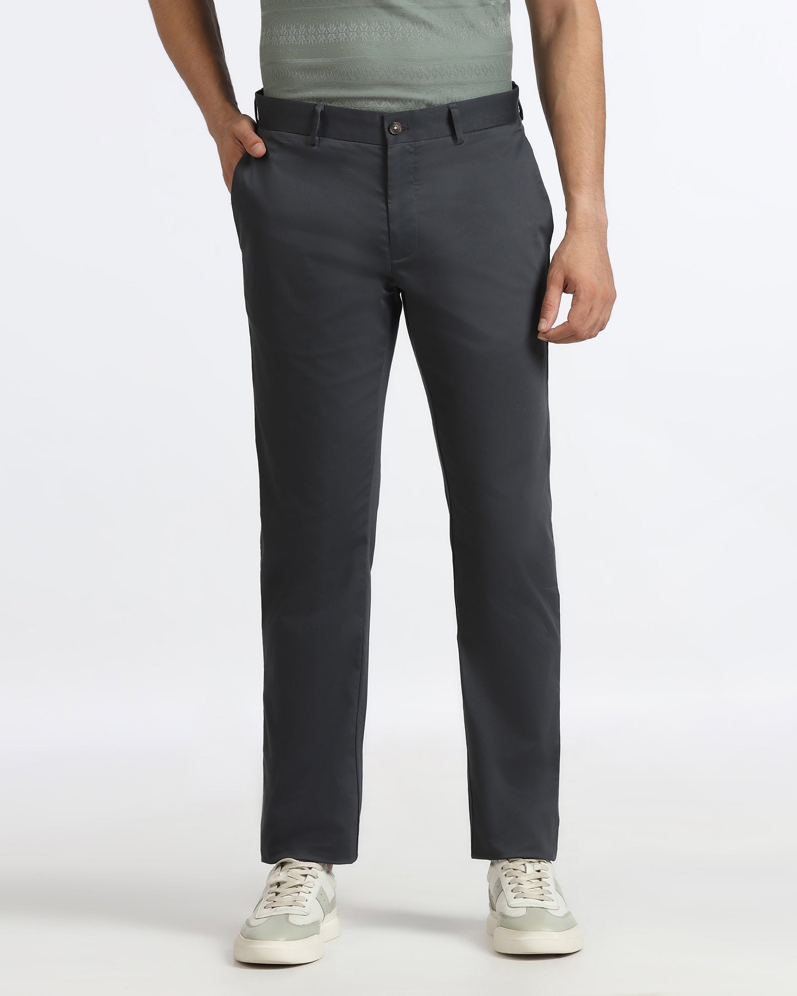 Ash Grey Non Iron Solid Khakis - Peter