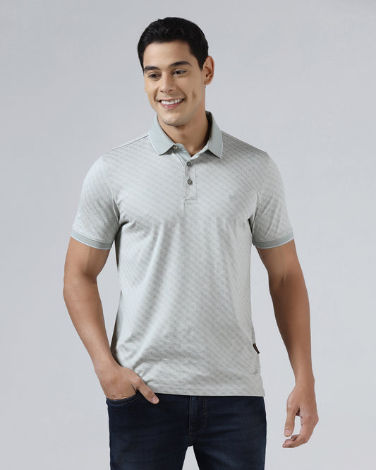 Ash Grey Printed Polo - Cross