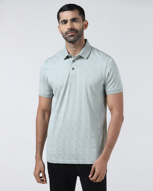 Ash Grey Printed Polo - Live