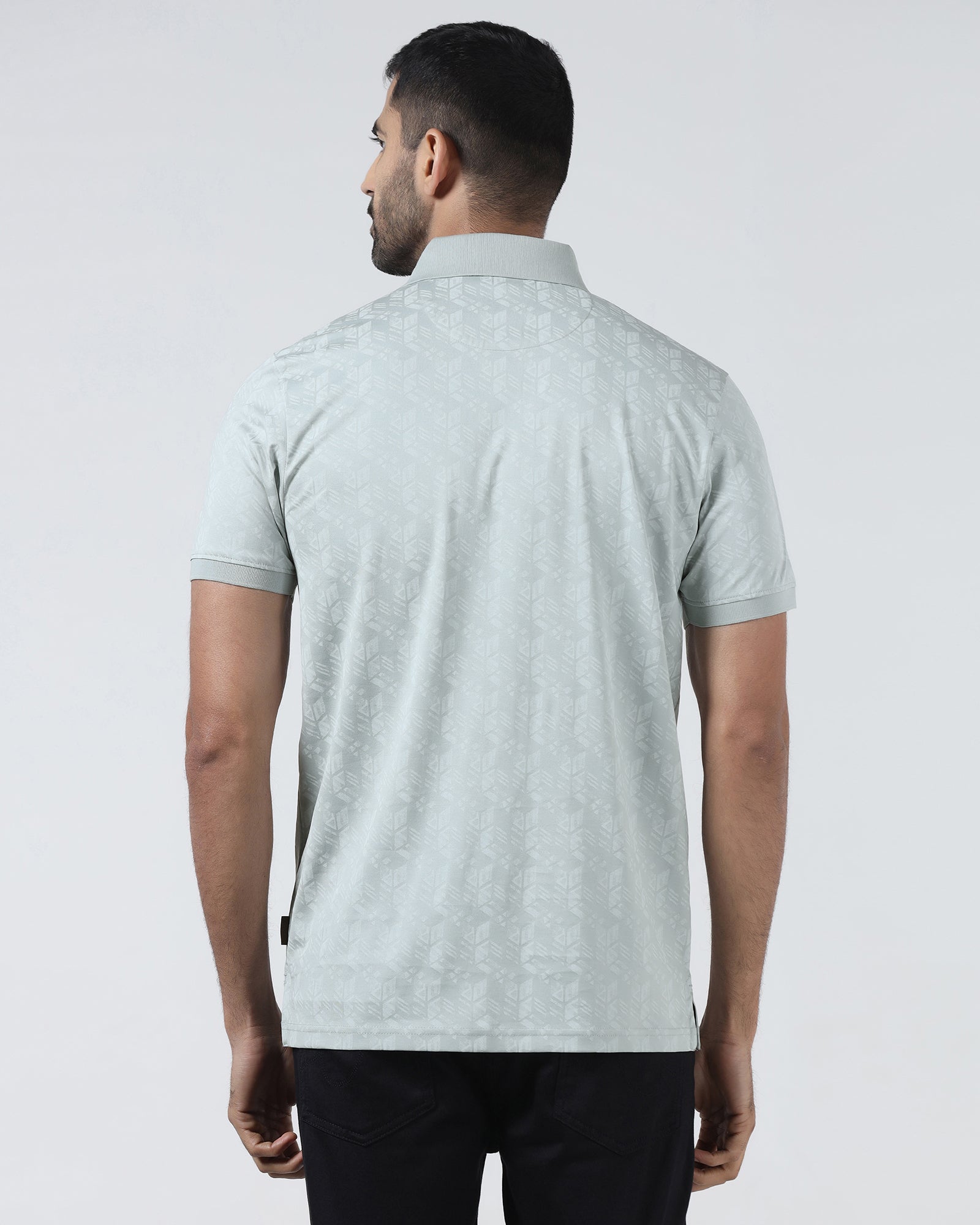 Ash Grey Printed Polo - Live