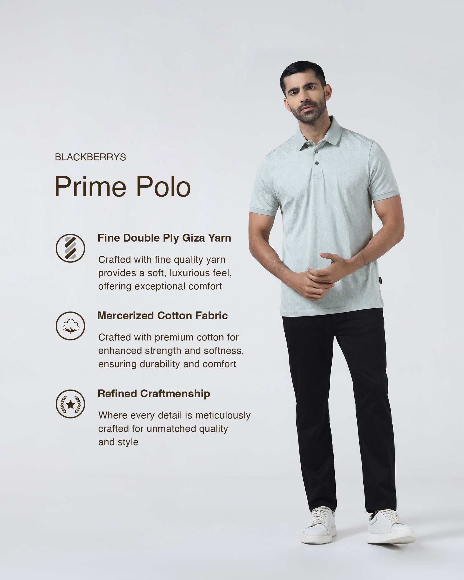 Ash Grey Printed Polo - Live