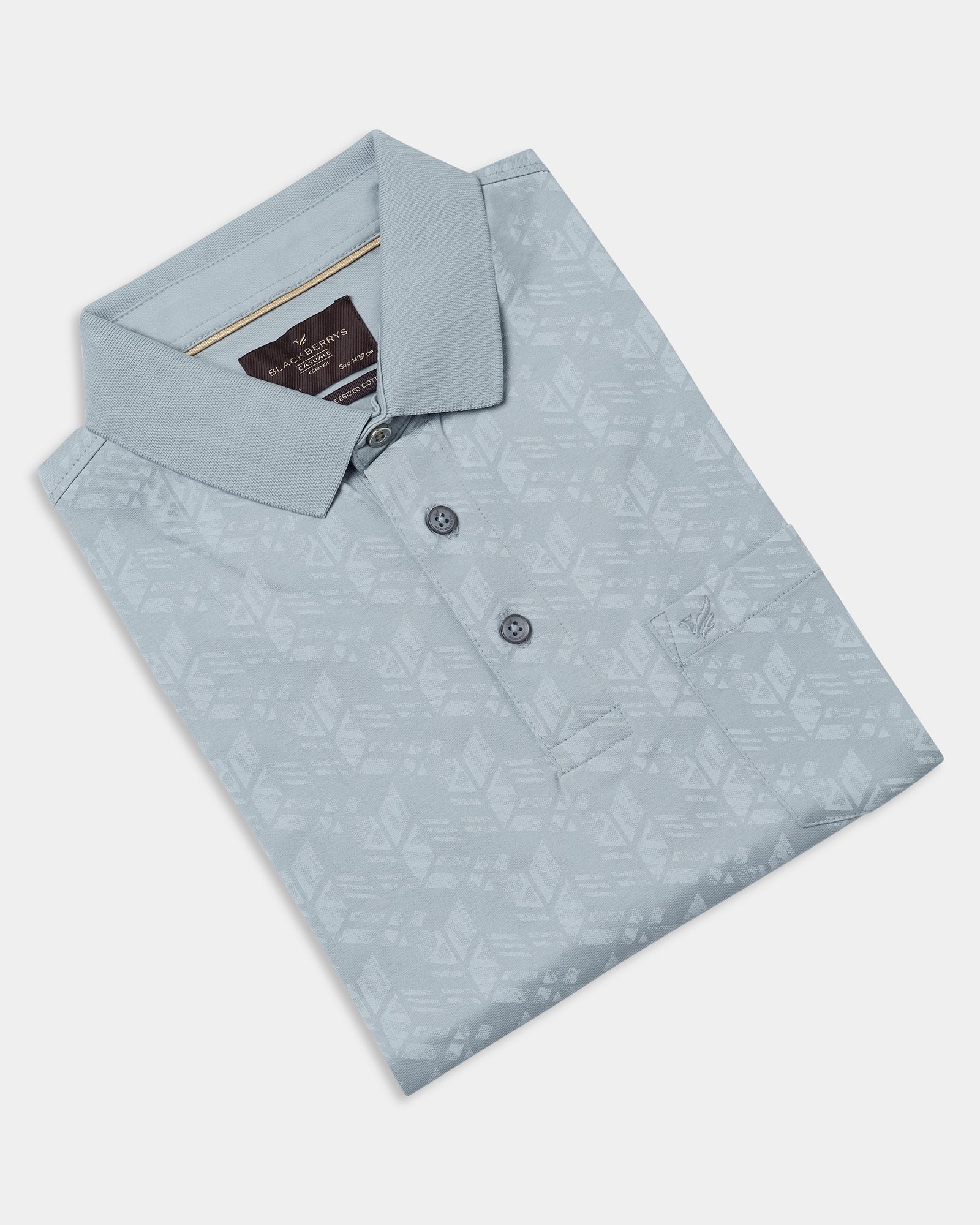 Ash Grey Printed Polo - Live