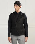 Bandhgala Formal Black Solid Waistcoat - Panther