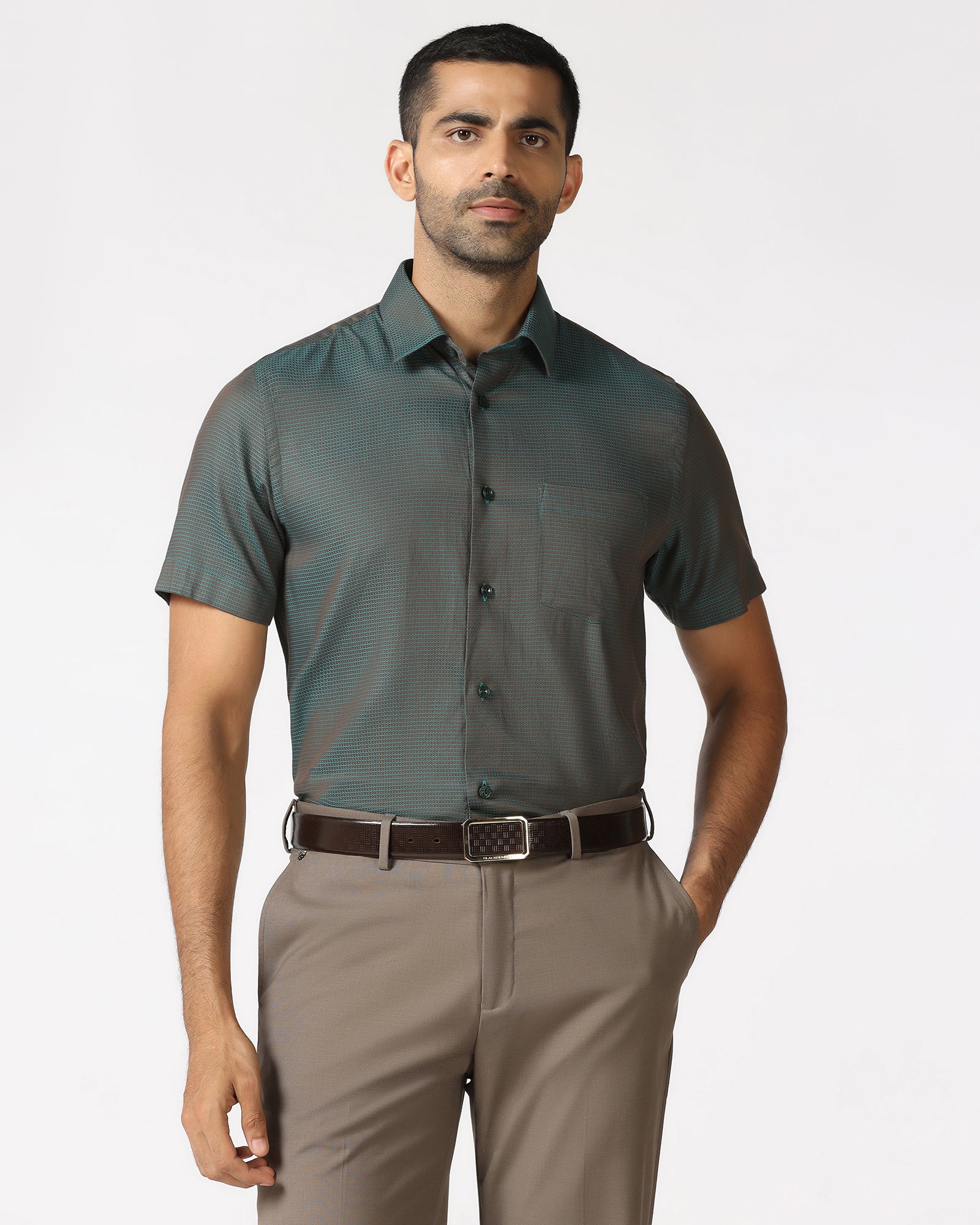 Beetle Half Sleeve Textured Shirt - Recite