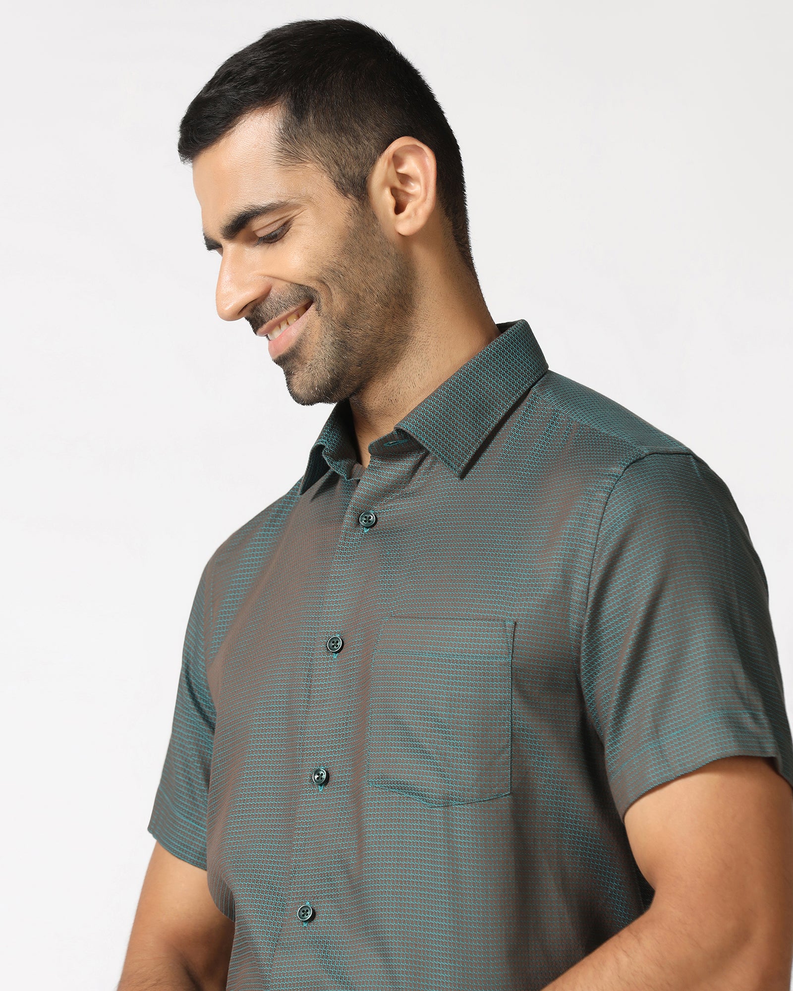 Beetle Half Sleeve Textured Shirt - Recite