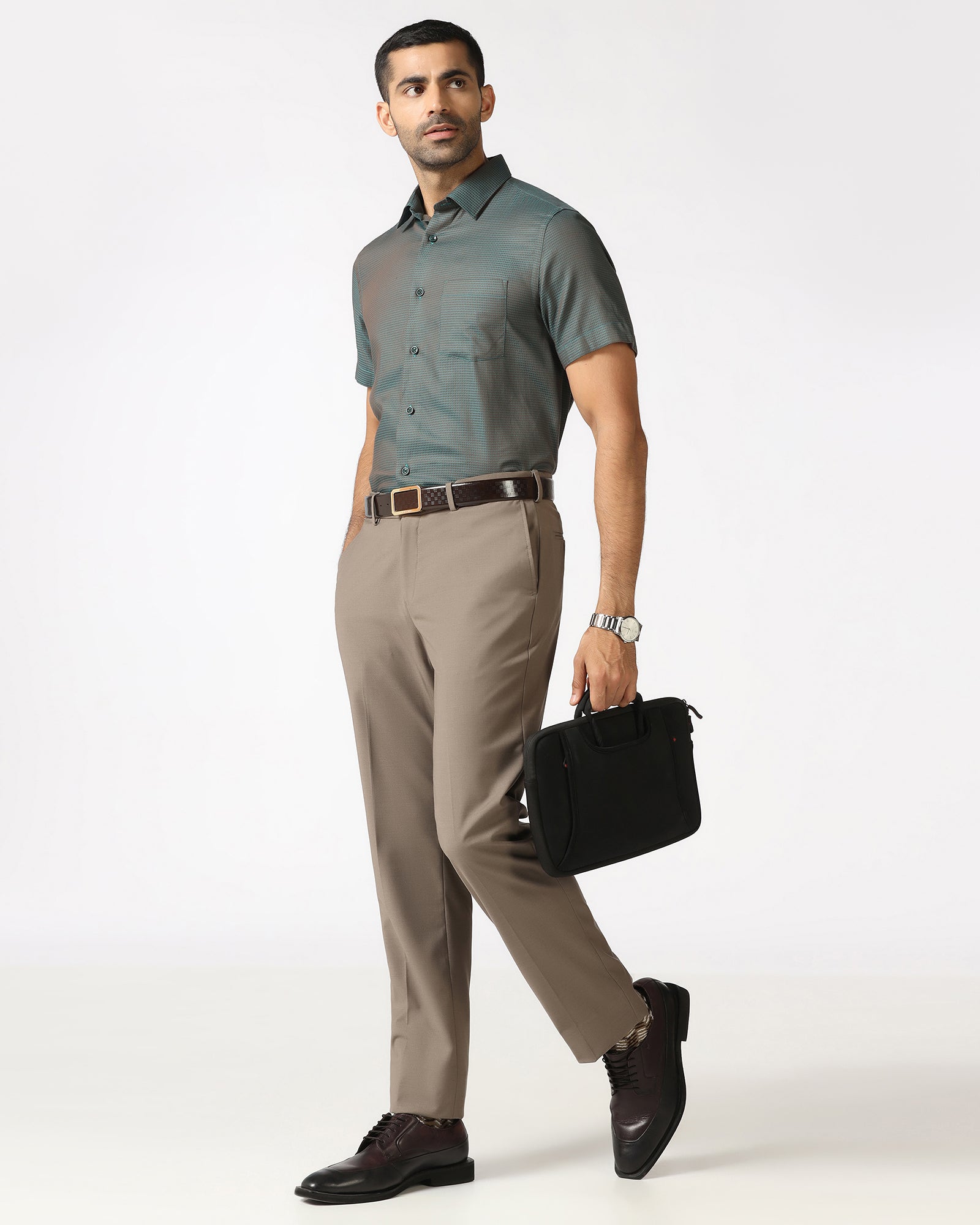 Beetle Half Sleeve Textured Shirt - Recite