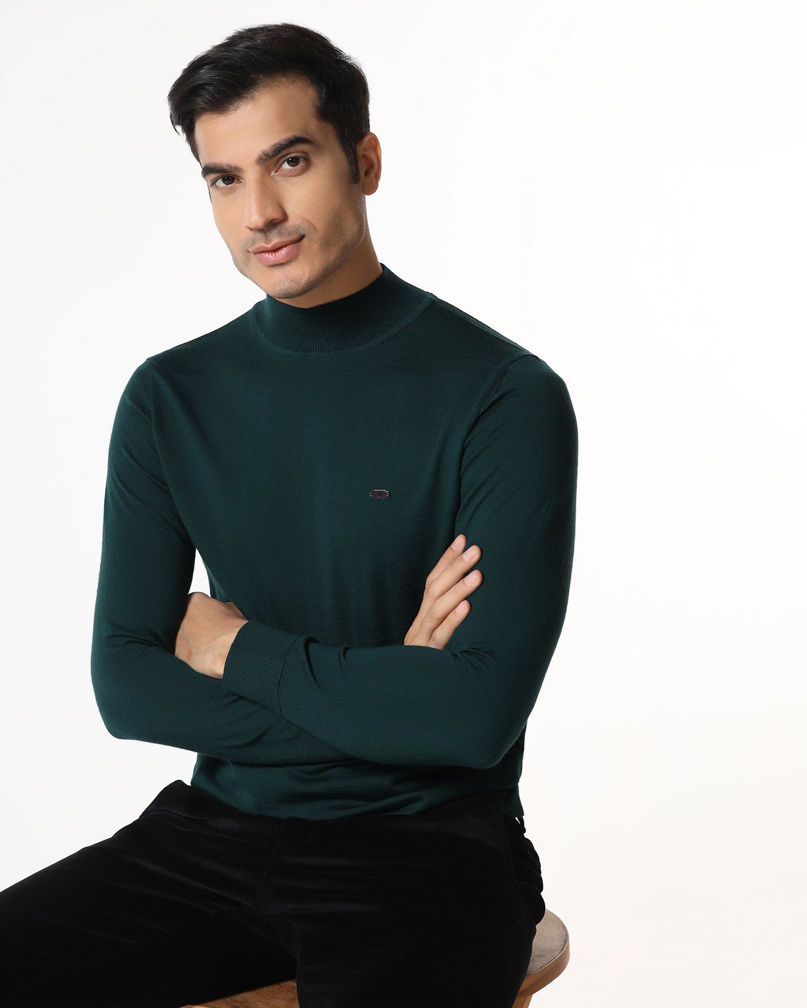 Beetle High Neck Solid Sweater - Jester