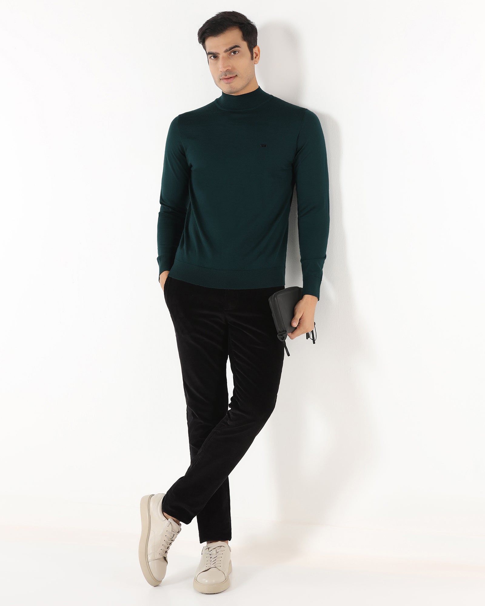 Beetle High Neck Solid Sweater - Jester