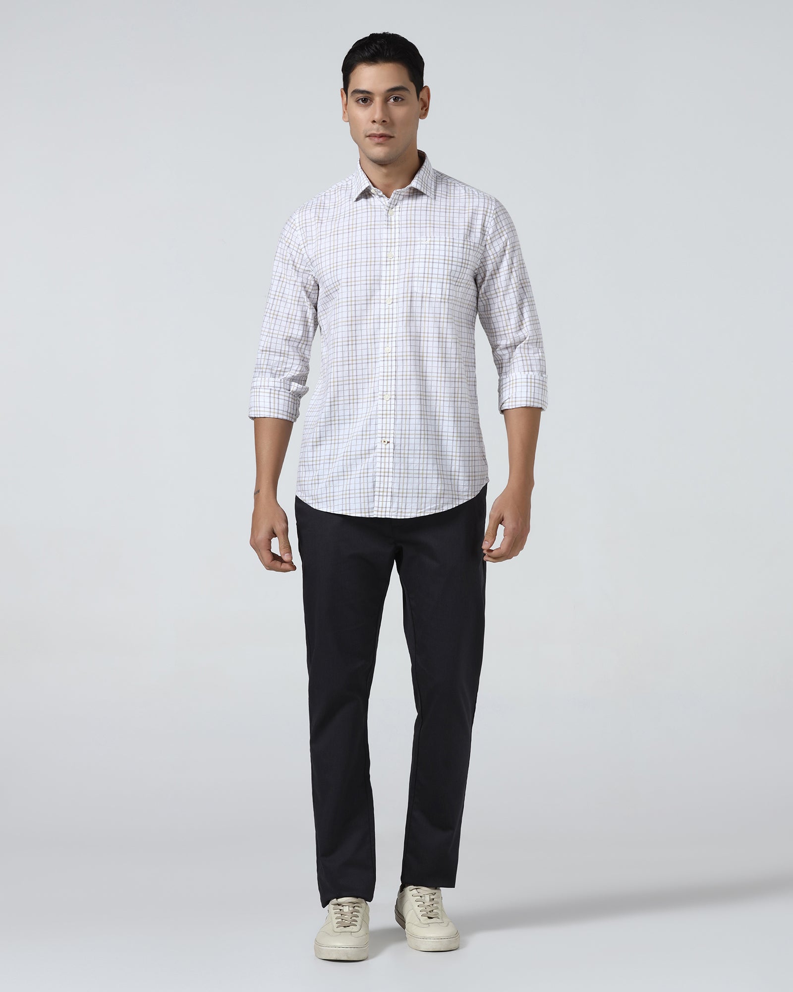 Beige Check Shirt - Flintor