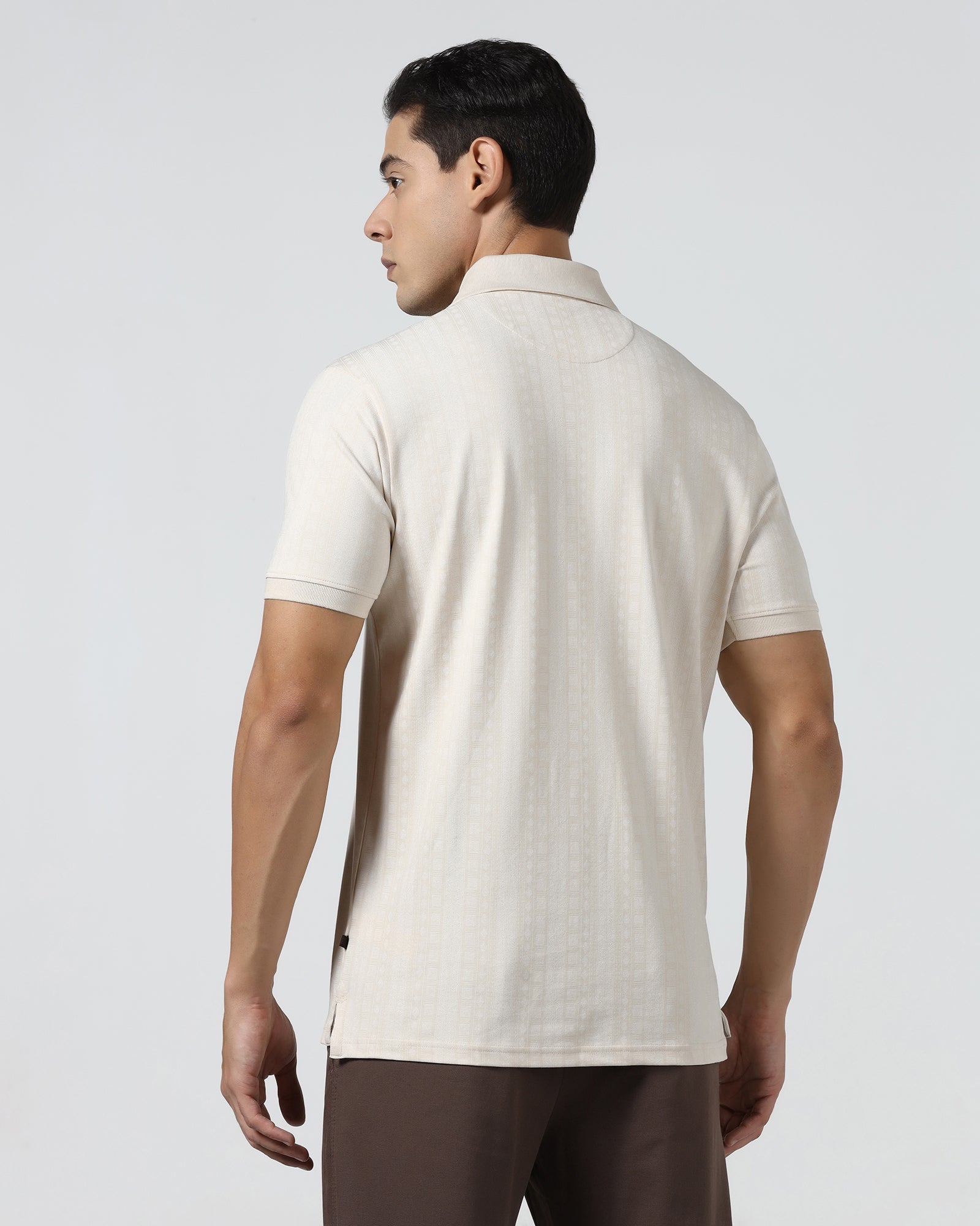 Beige Cream Printed Polo - Bogum