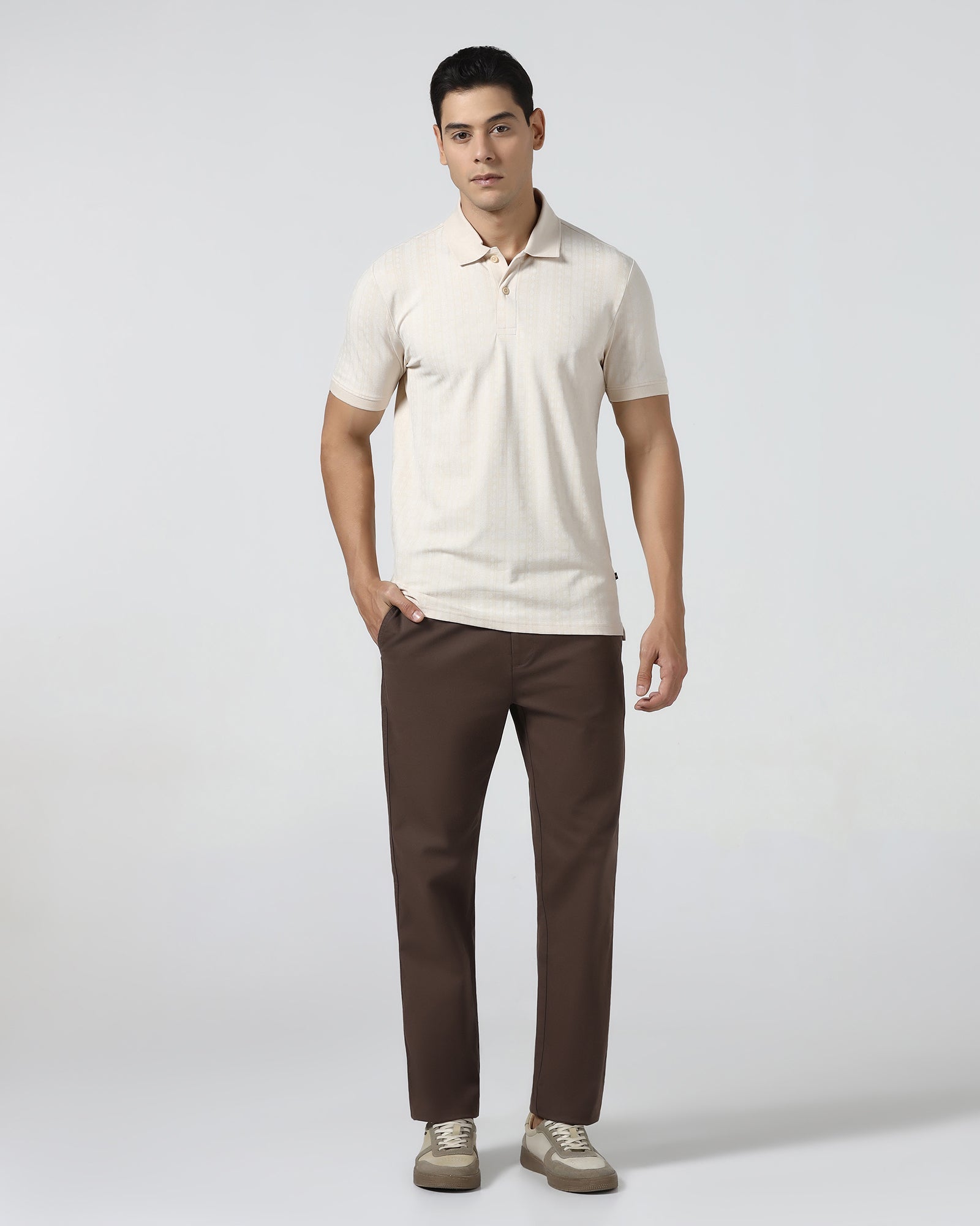 Beige Cream Printed Polo - Bogum