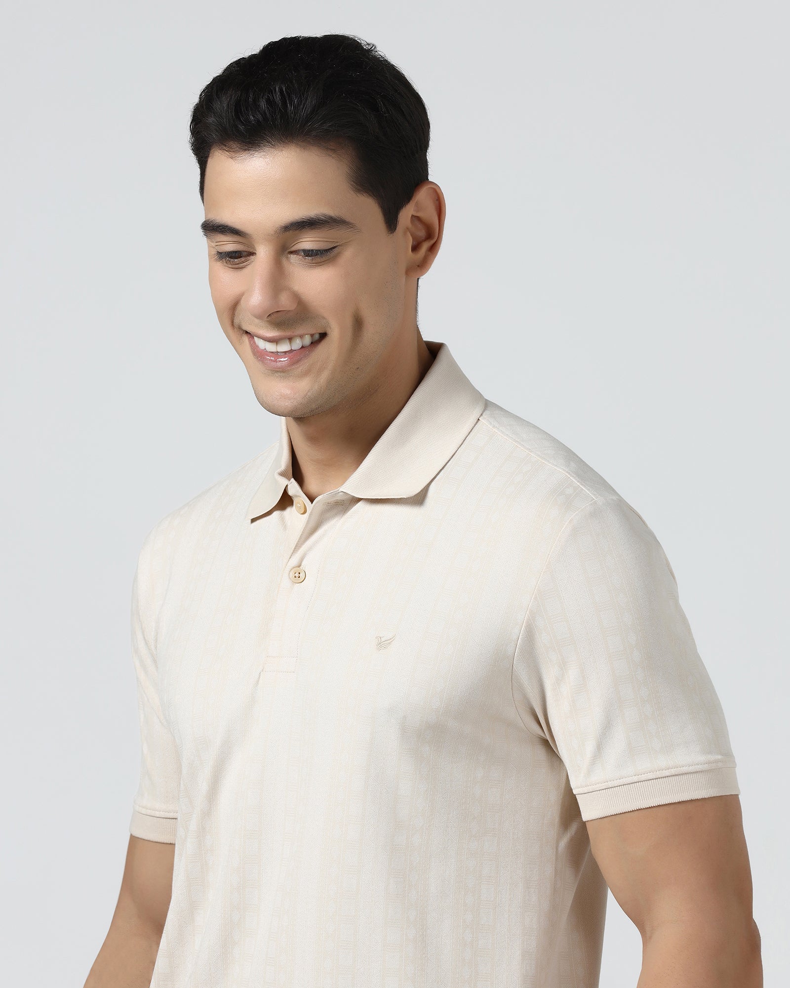 Beige Cream Printed Polo - Bogum