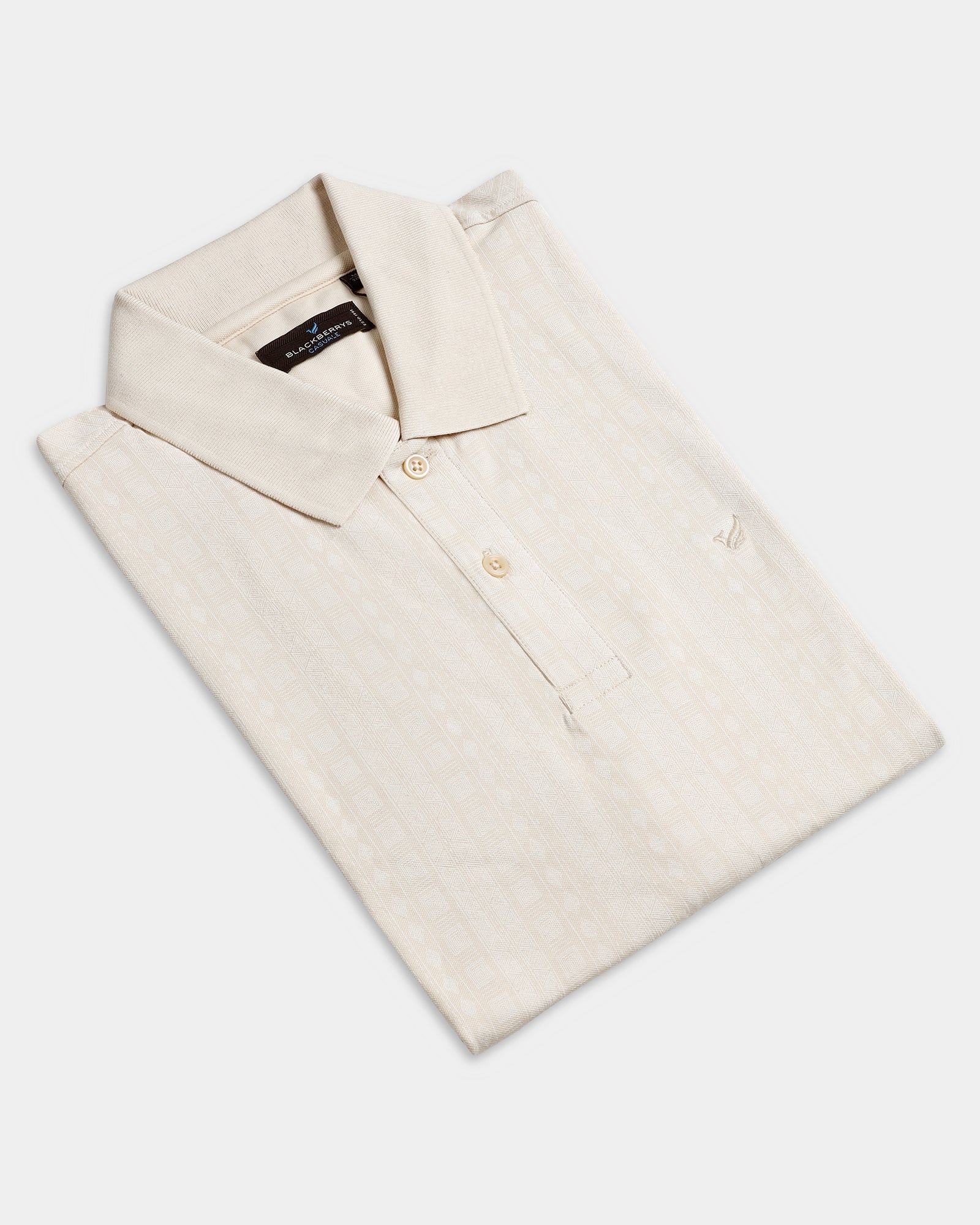 Beige Cream Printed Polo - Bogum