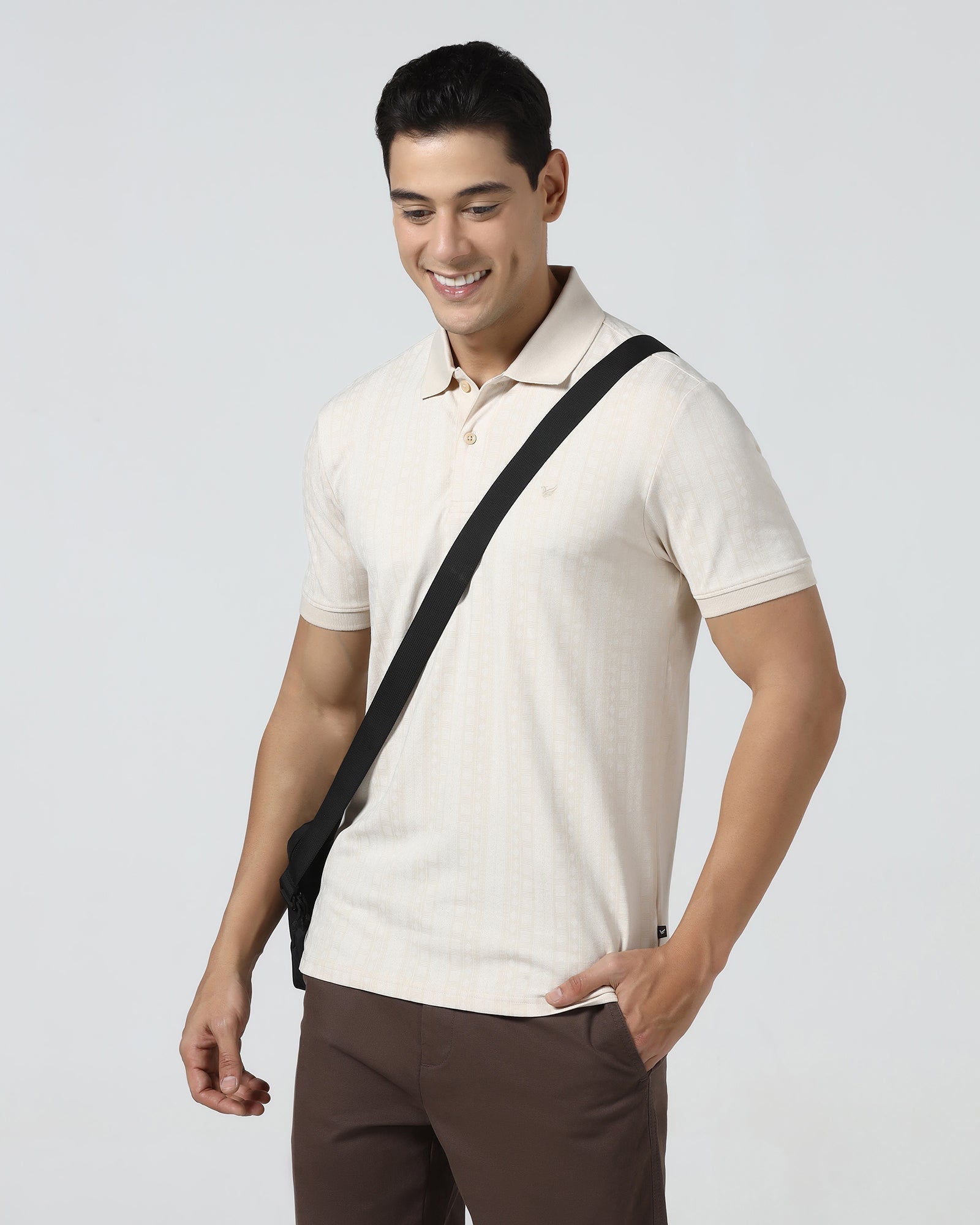 Beige Cream Printed Polo - Bogum