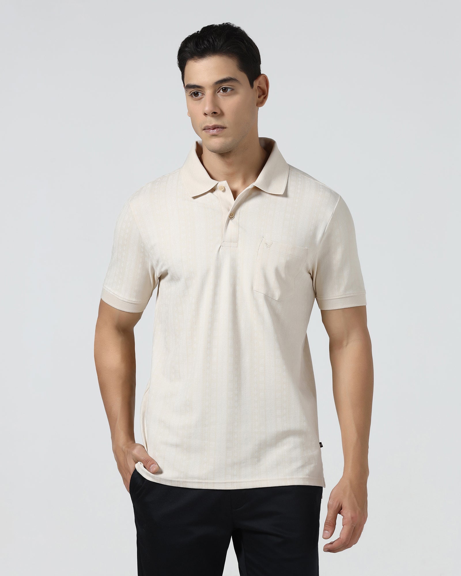Beige Cream Printed Polo - Bogum