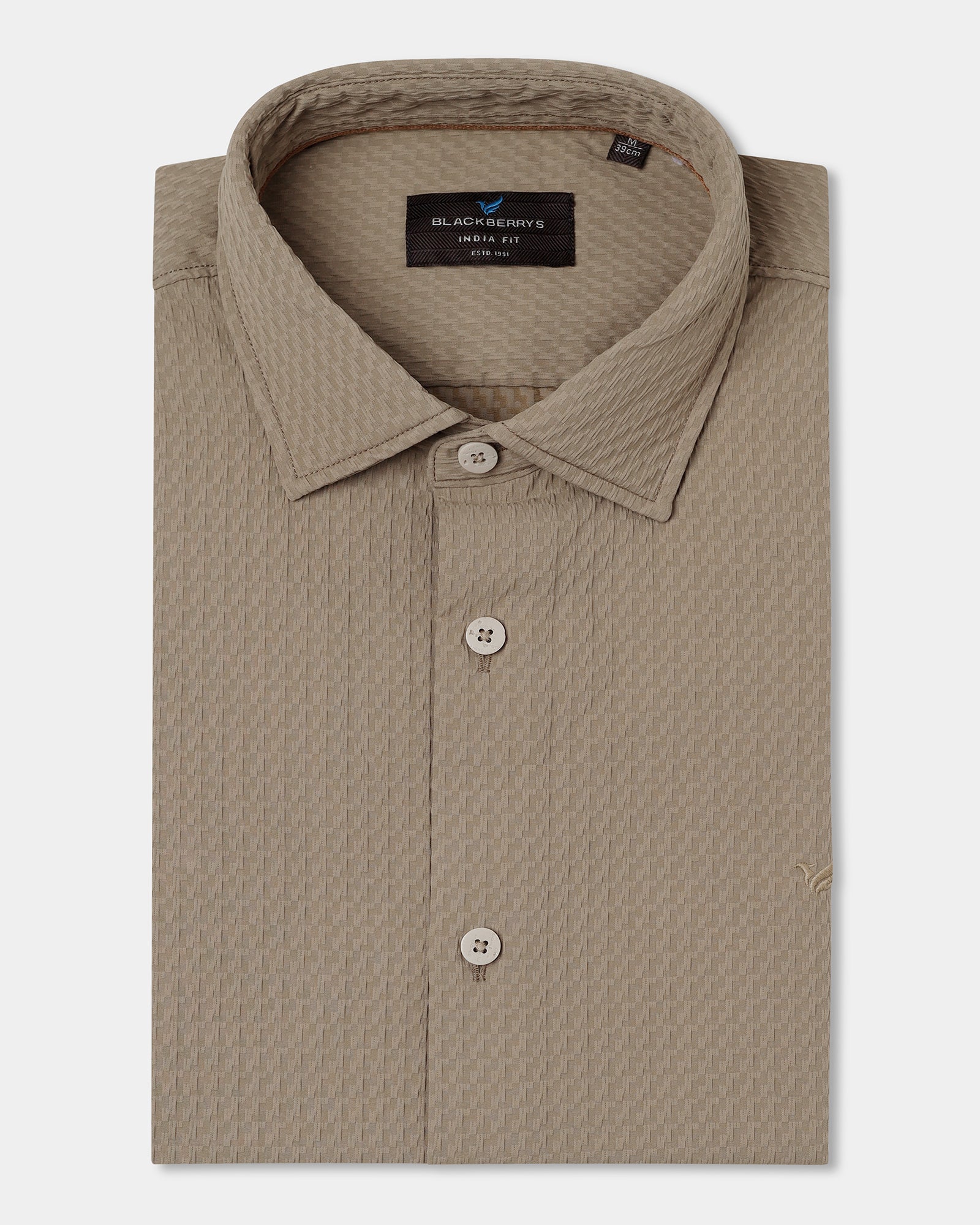 Beige Half Sleeve Textured Shirt - Kratos