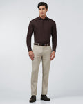Beige Solid Trouser - Marco