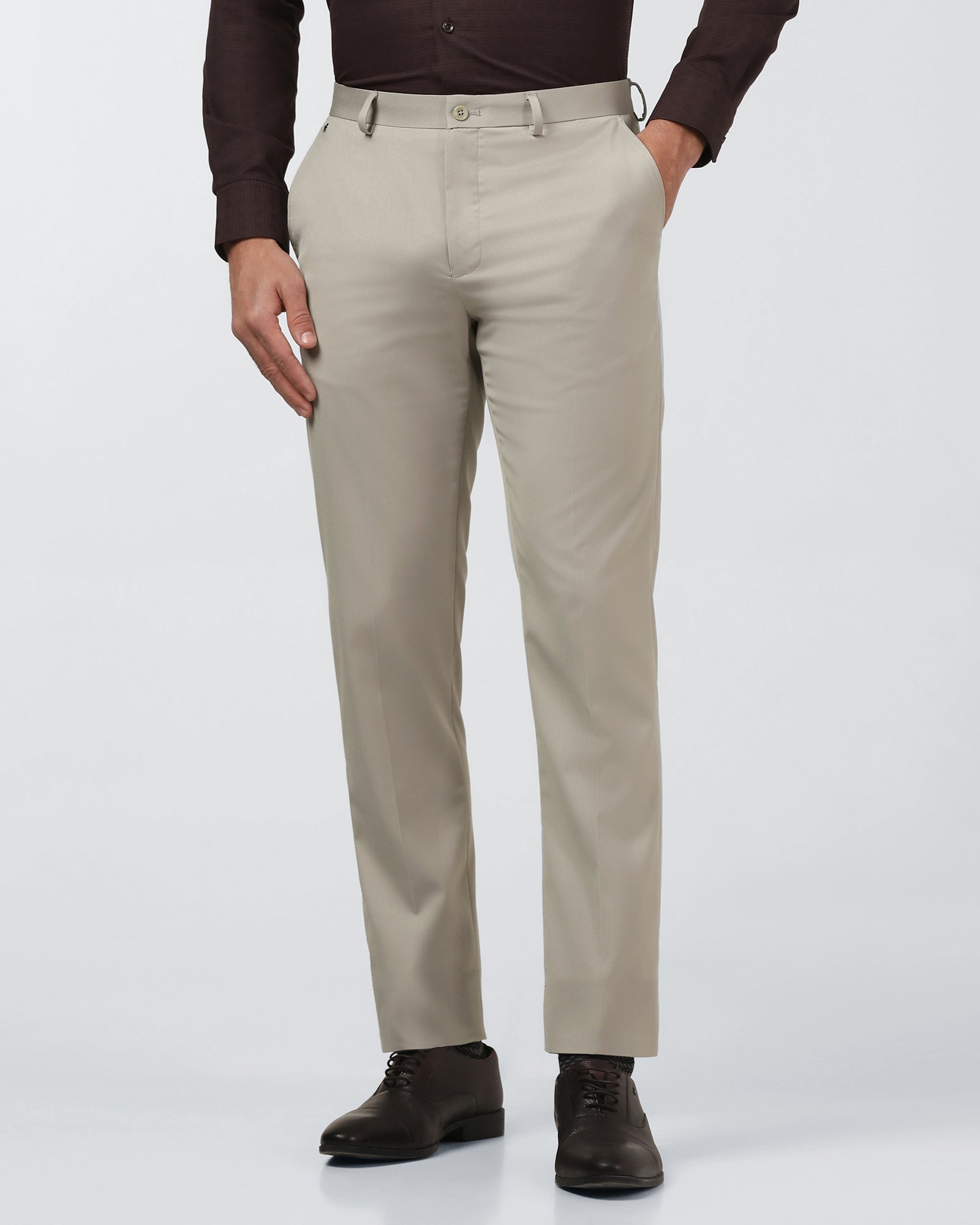 Beige Solid Trouser - Marco
