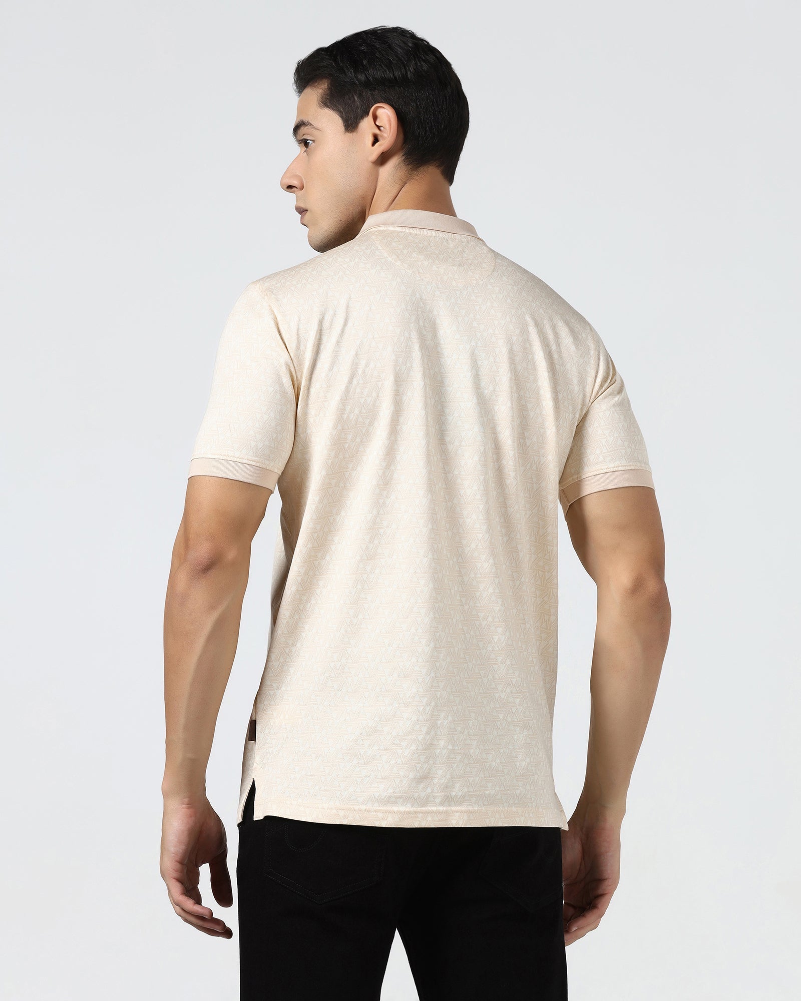 Beige Textured Polo - Sky