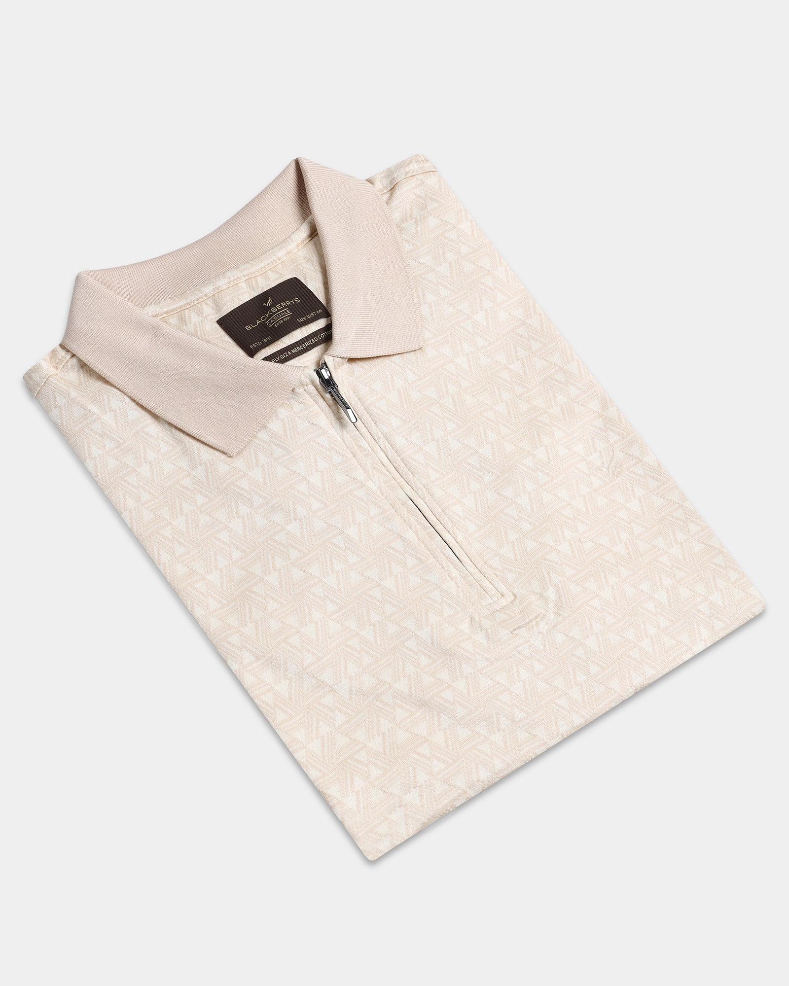 Beige Textured Polo - Sky