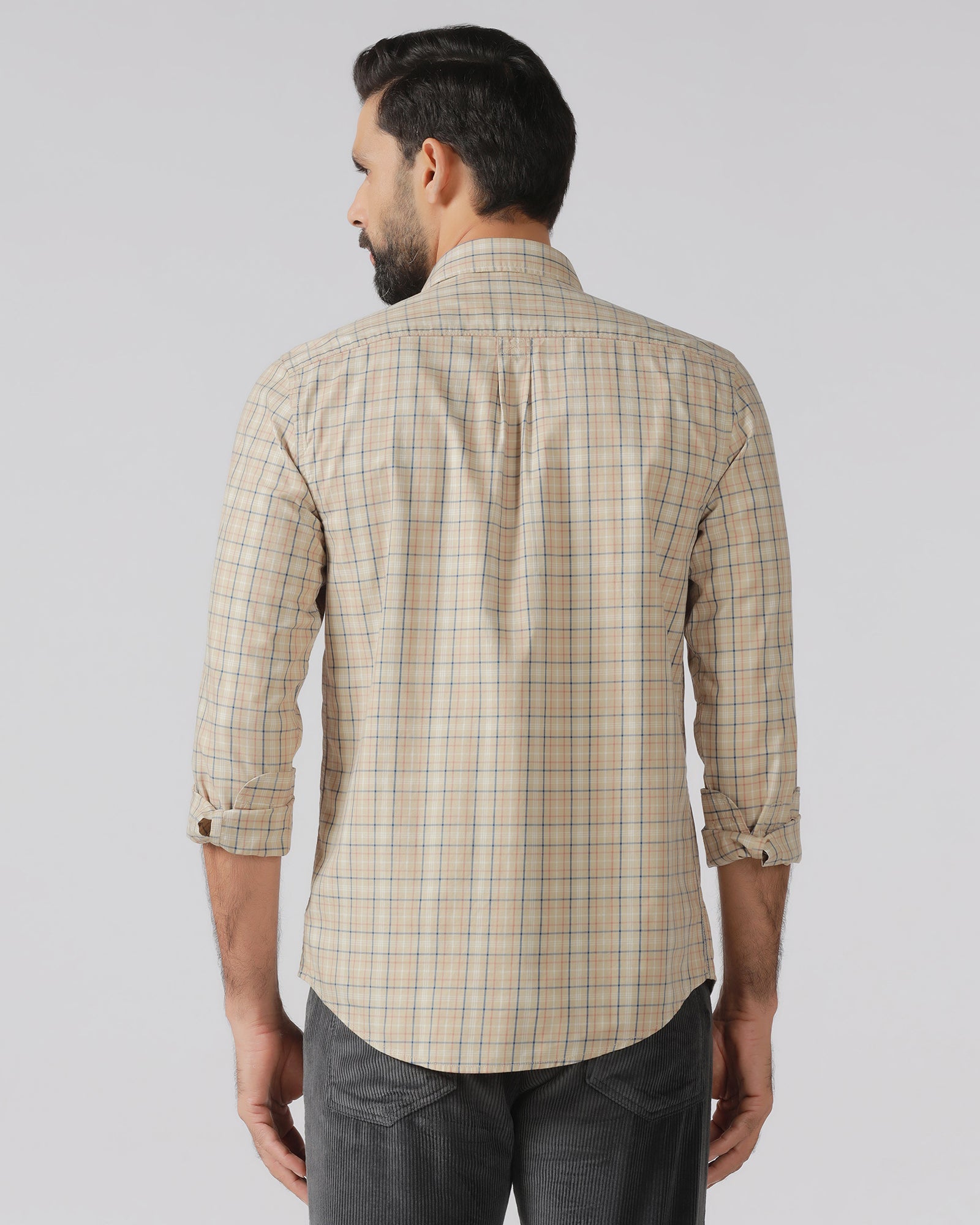 Beige Check Shirt - Bimer