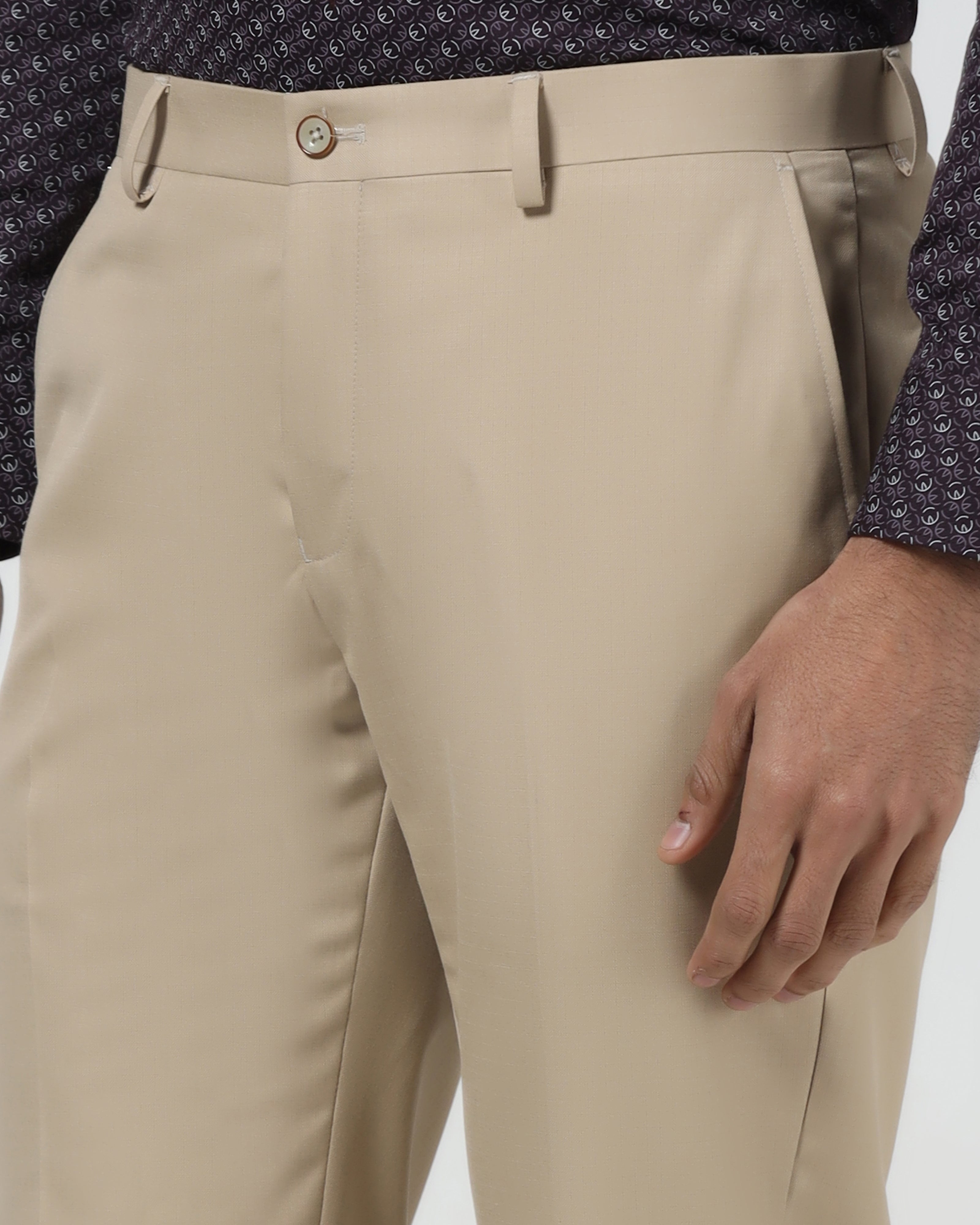 Beige Check Trouser