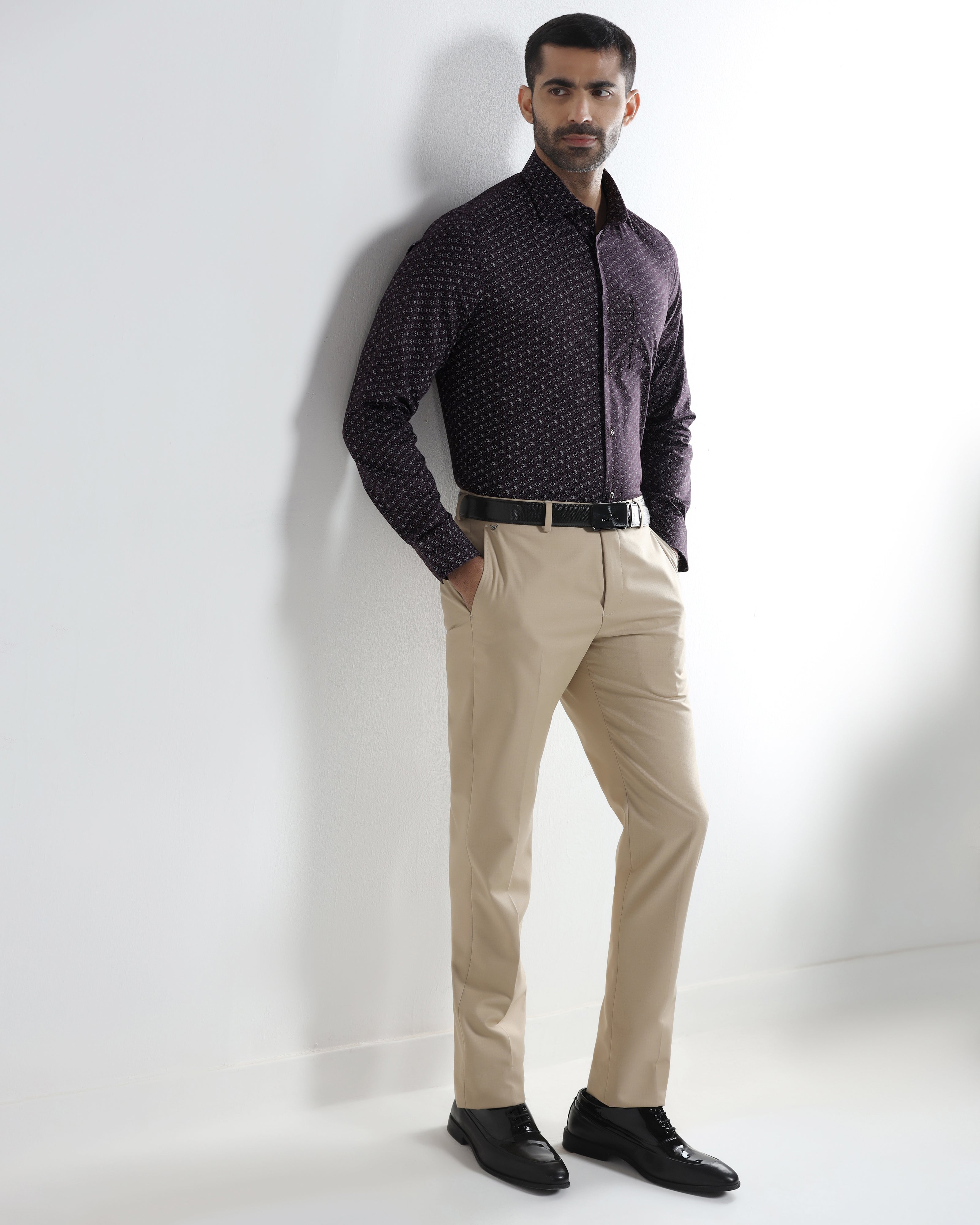 Beige Check Trouser