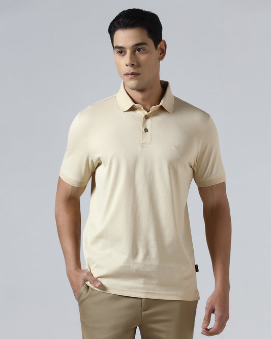 Beige Cream Printed Polo - Sign