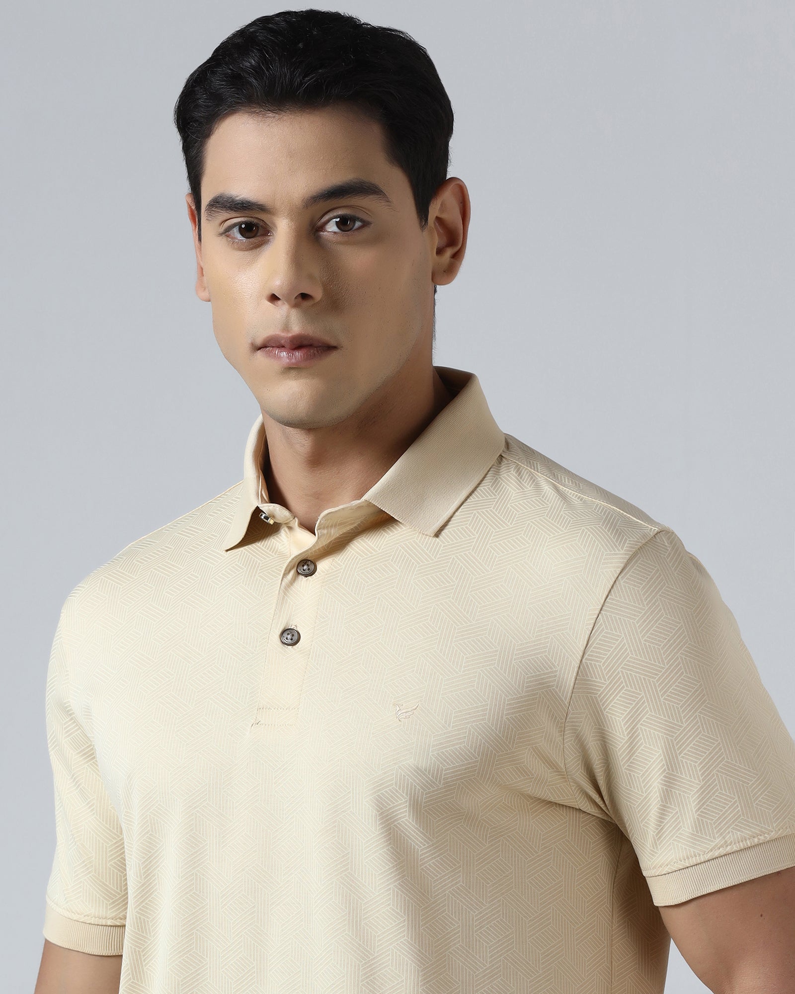 Beige Cream Printed Polo - Sign