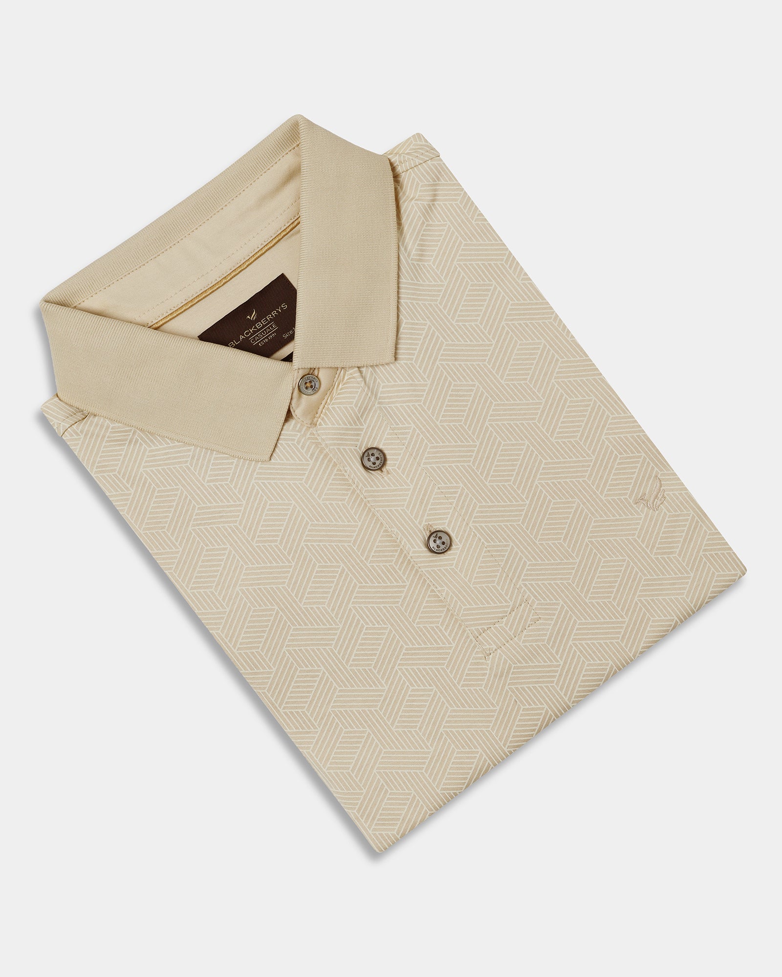 Beige Cream Printed Polo - Sign