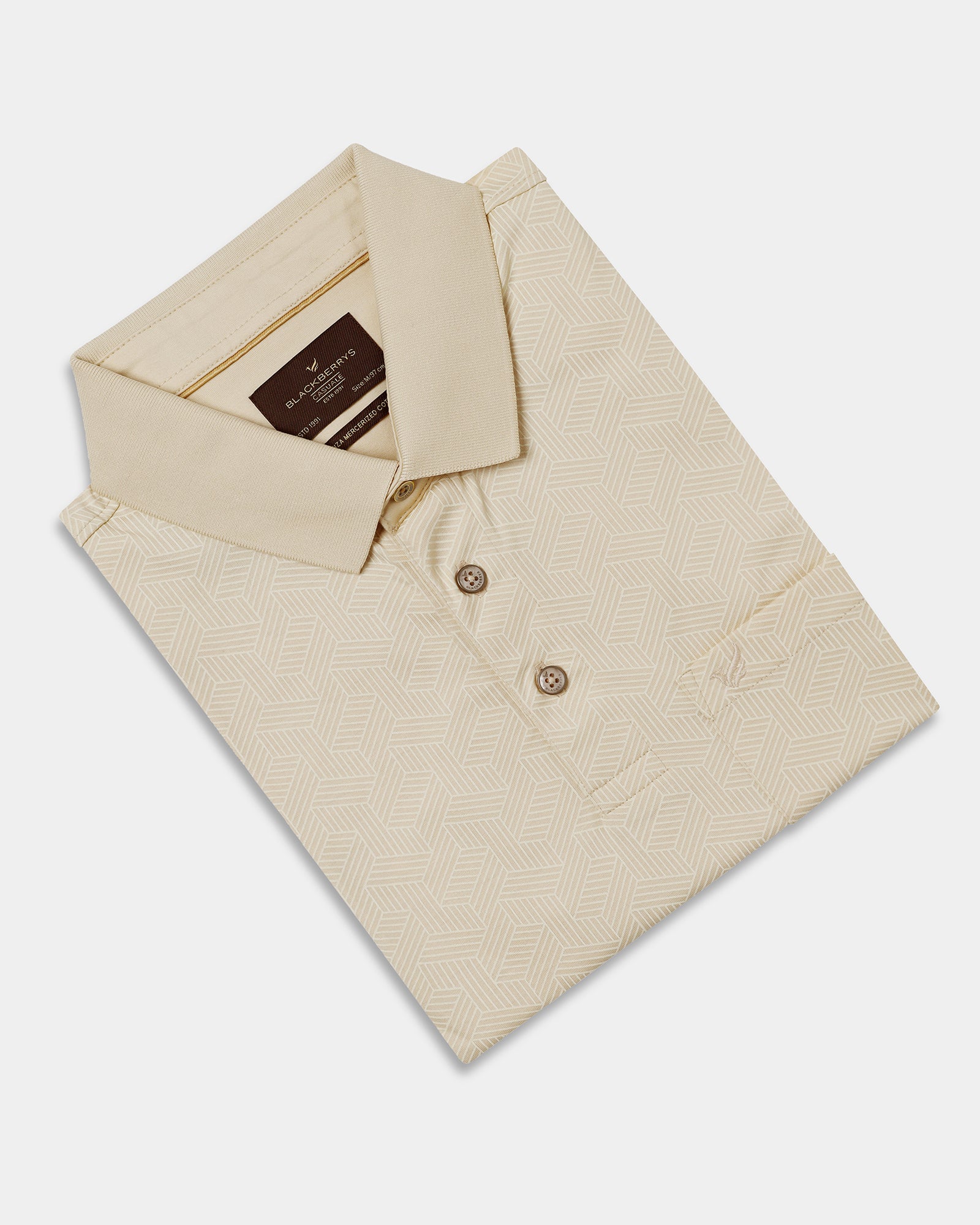 Beige Cream Printed Polo - Sign