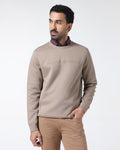 Beige Crew Neck Solid Sweatshirt - Rio