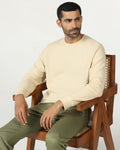 Beige Crew Neck Textured Sweatshirt - Pan