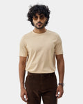 Beige Crew Neck Textured T-Shirt - Yamazaki