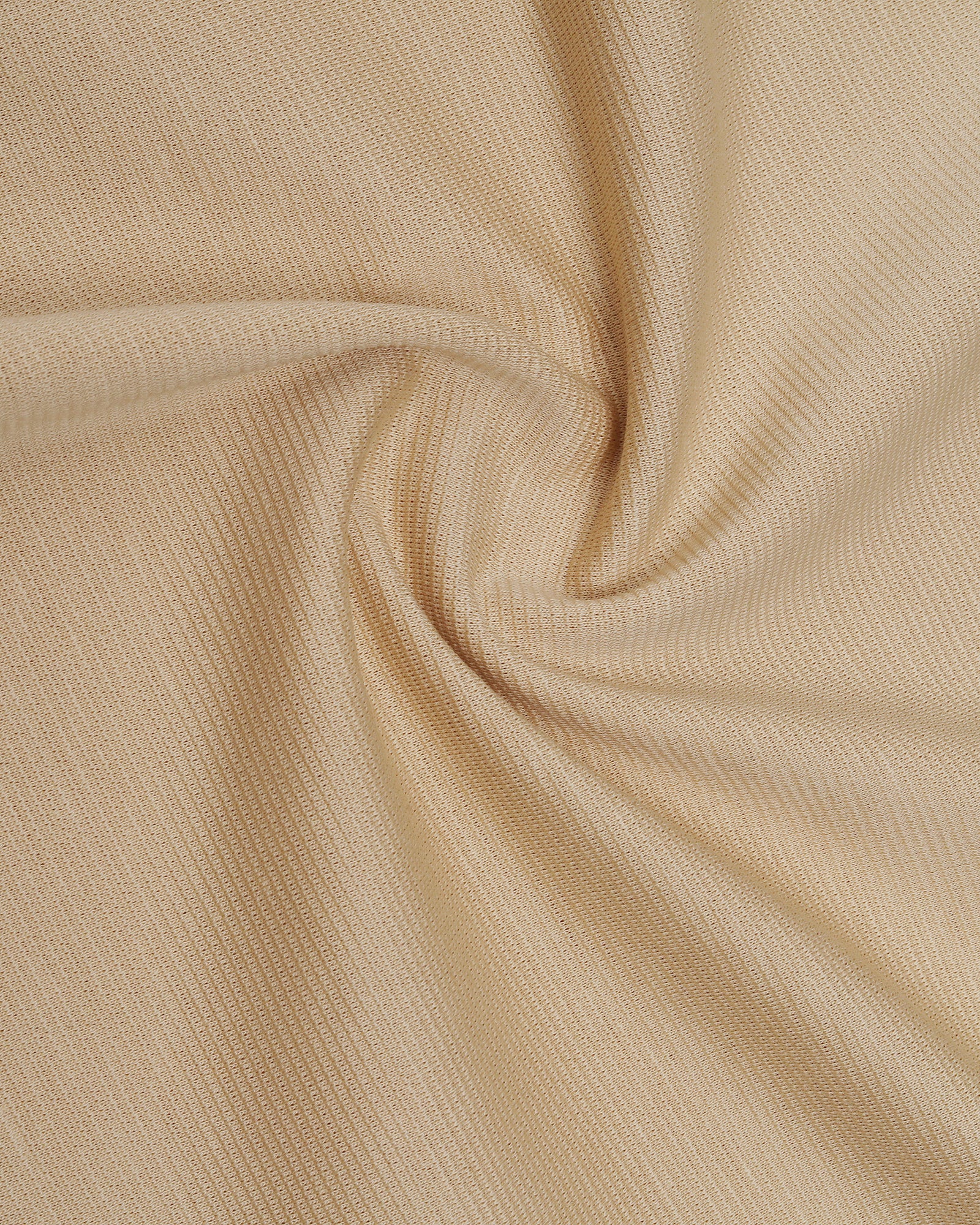 Beige Crew Neck Textured T-Shirt - Yamazaki