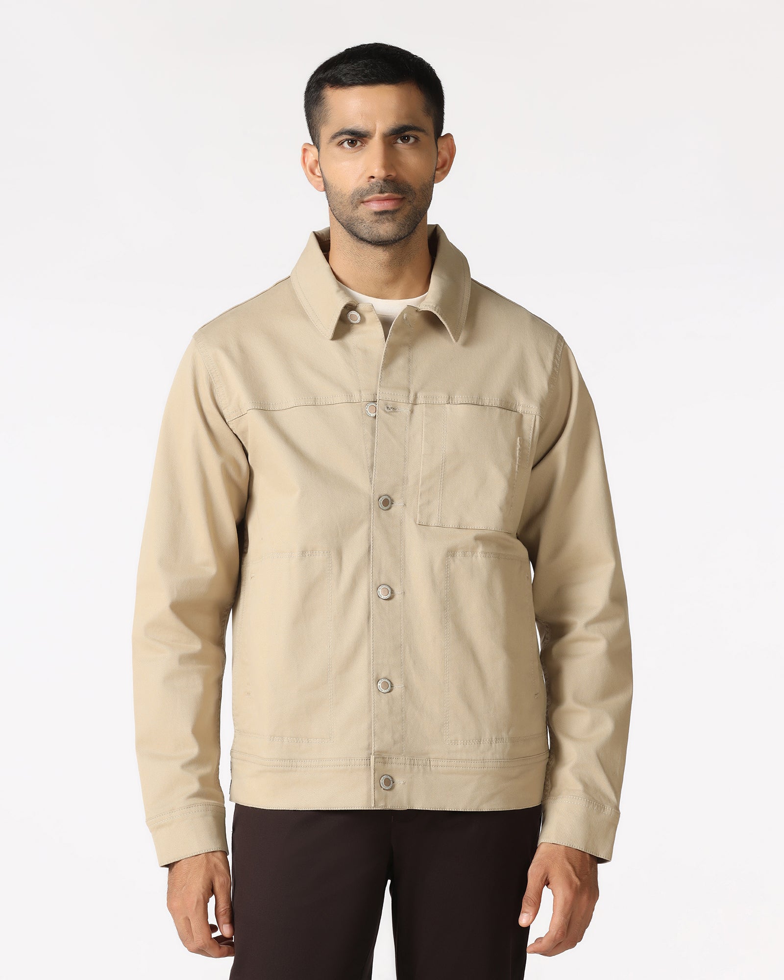 Beige Denim Trucker Jacket - Avila
