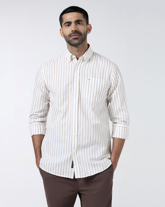 Beige Linen Stripe Shirt - Marzel