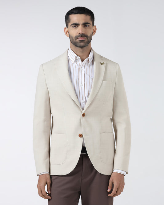 Beige Luxe Solid Blazer - Randal