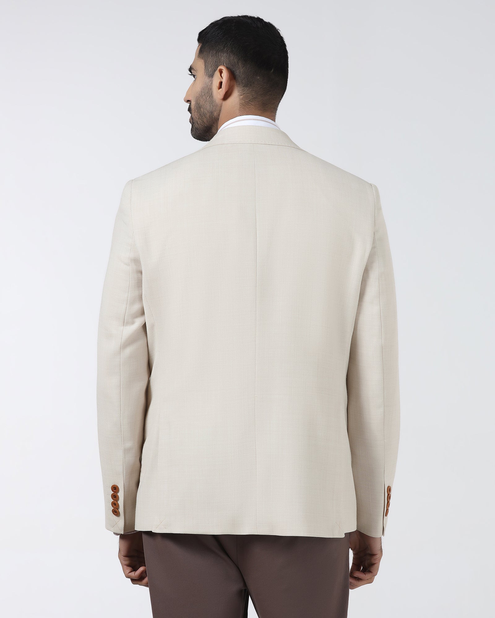 Beige Luxe Solid Blazer - Randal