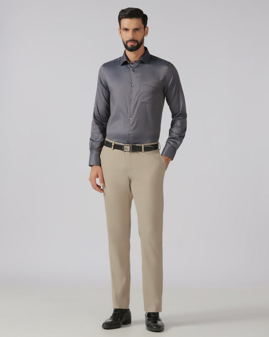 Beige Luxe Solid Trouser - Meter