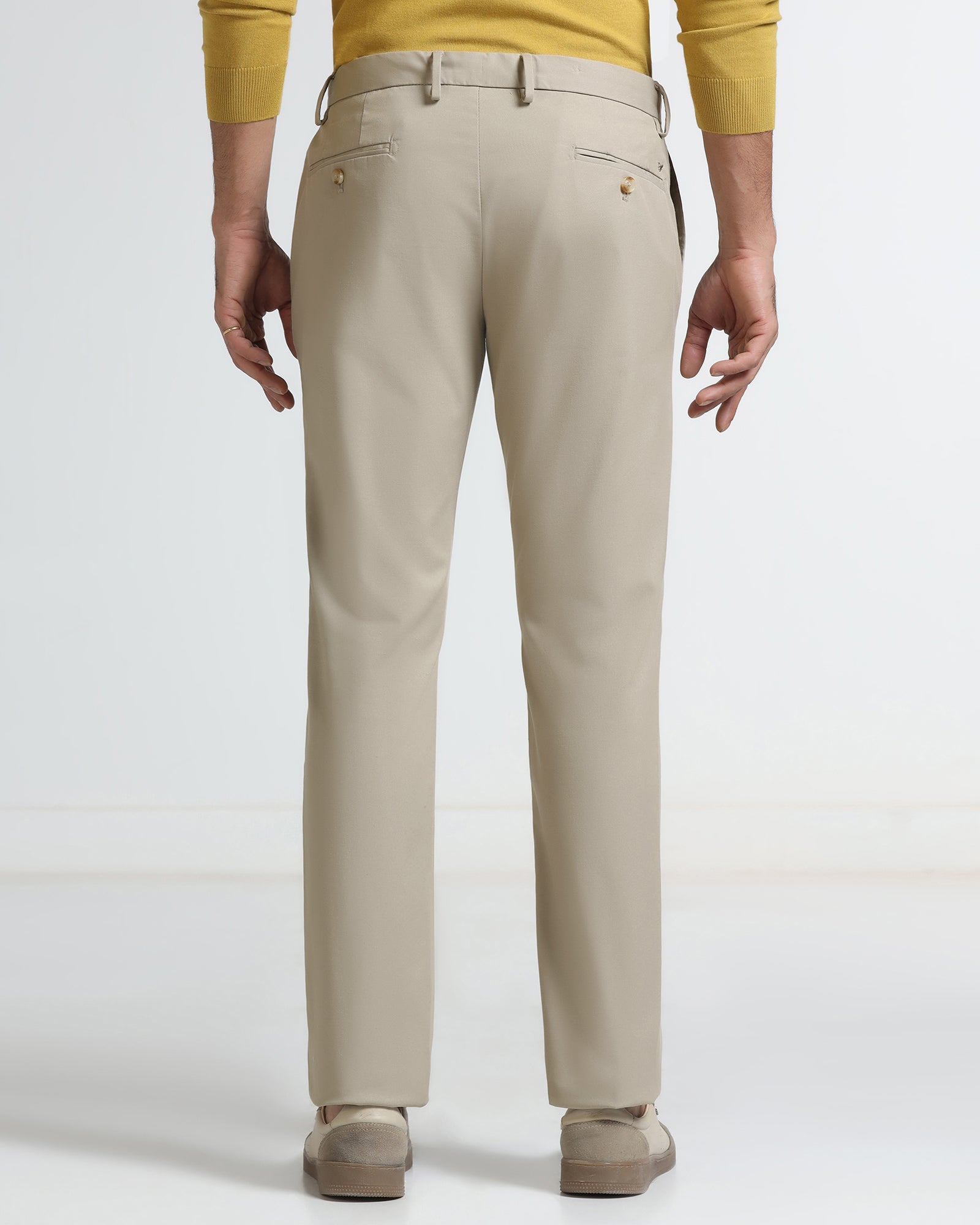 Beige Non Iron Solid Khakis - Tigiris