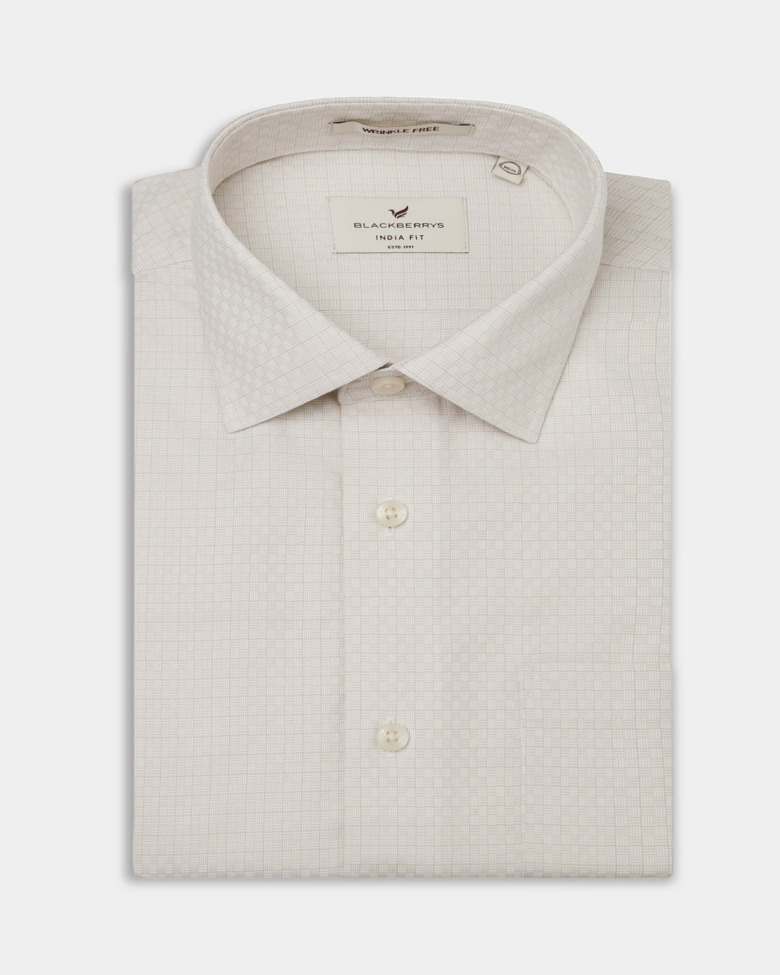 Beige Non Iron Textured Shirt - Elon
